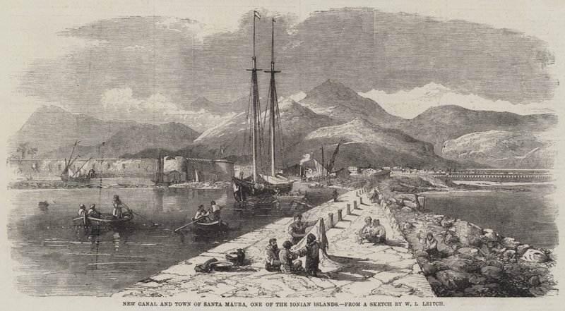 Den nye kanalen og byen Santa Maura, en av de joniske øyer av William Leighton Leitch