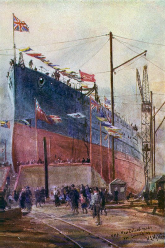 Battle Cruiser "New Zealand" på aksjene, 1912 av William Lionel Wyllie