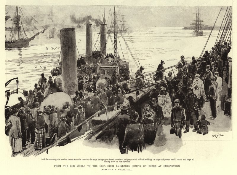 Fra den gamle verden til den nye, irske emigranter som kommer om bord i Queenstown av William Lionel Wyllie