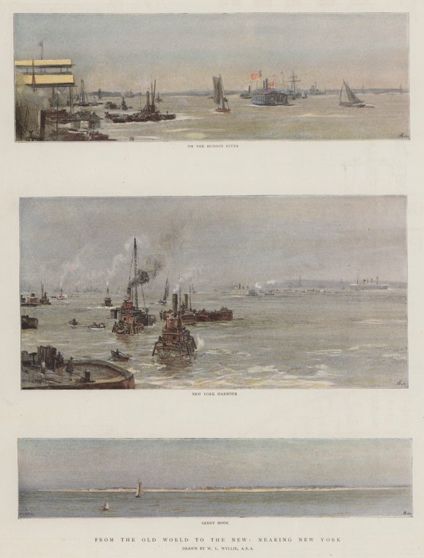 Fra den gamle verden til den nye, nærmer seg New York av William Lionel Wyllie