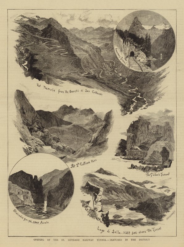 Åpning av St Gothard Railway Tunnel, Skisser i distriktet av William Lionel Wyllie