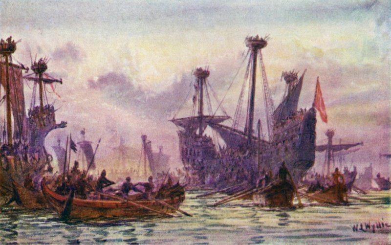 Richard 1. i aksjon med Saracen Ship av William Lionel Wyllie