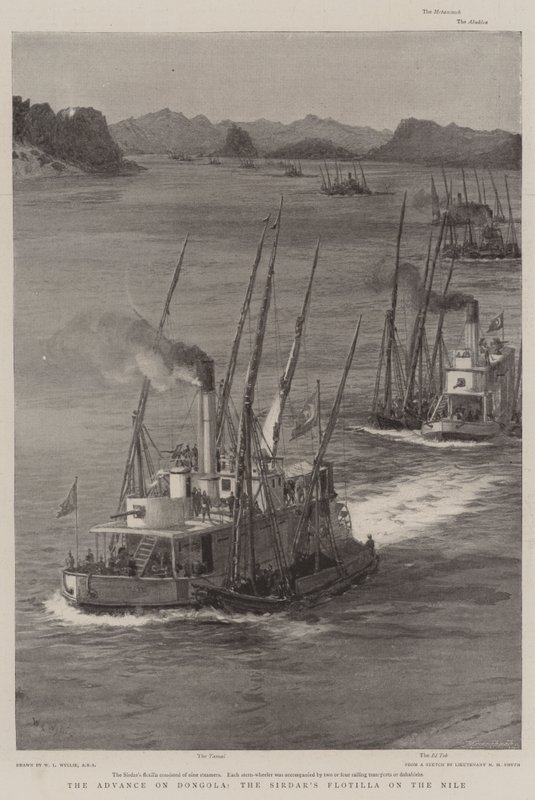 Fremskrittet på Dongola, Sirdars flottilje på Nilen av William Lionel Wyllie