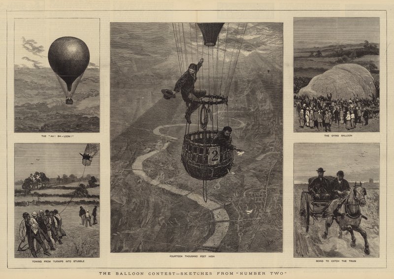 Ballongkonkurransen, skisser fra nummer to av William Lionel Wyllie