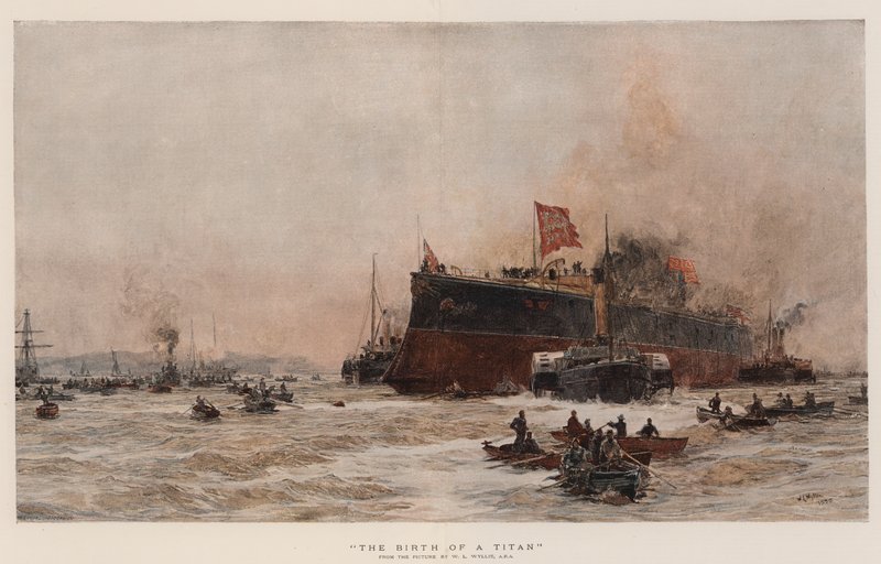 The Birth of a Titan (chromolitho) av William Lionel Wyllie