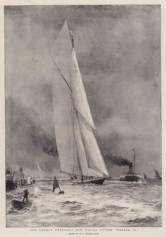 Den tyske keiserens nye Racing Cutter Meteor II av William Lionel Wyllie