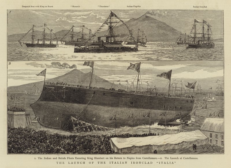 Lanseringen av det italienske Ironclad Italia av William Lionel Wyllie
