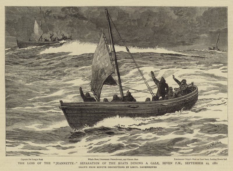 The Loss of the Jeannette, Separation of the Boats under a Gale, syv om kvelden, 12. september 1881 av William Lionel Wyllie
