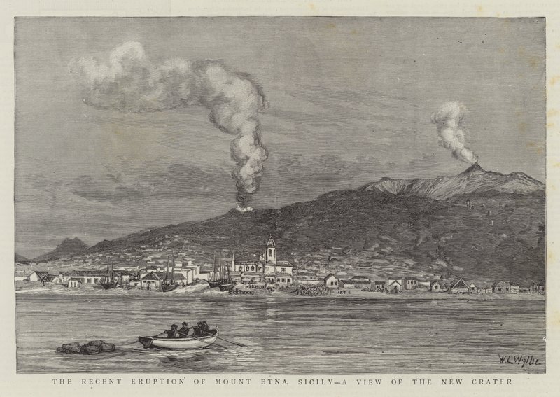 Det nylige utbruddet av Etna, Sicilia, utsikt over det nye krateret av William Lionel Wyllie