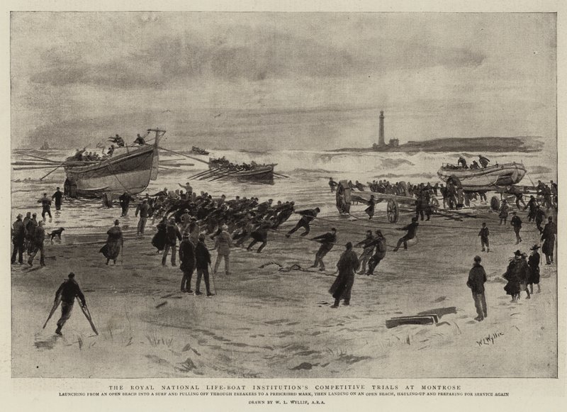 Konkurranseprøver fra Royal National Lifeboat Institution i Montrose av William Lionel Wyllie