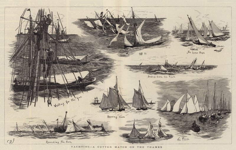 Yachting, en Cutter Match på Themsen av William Lionel Wyllie