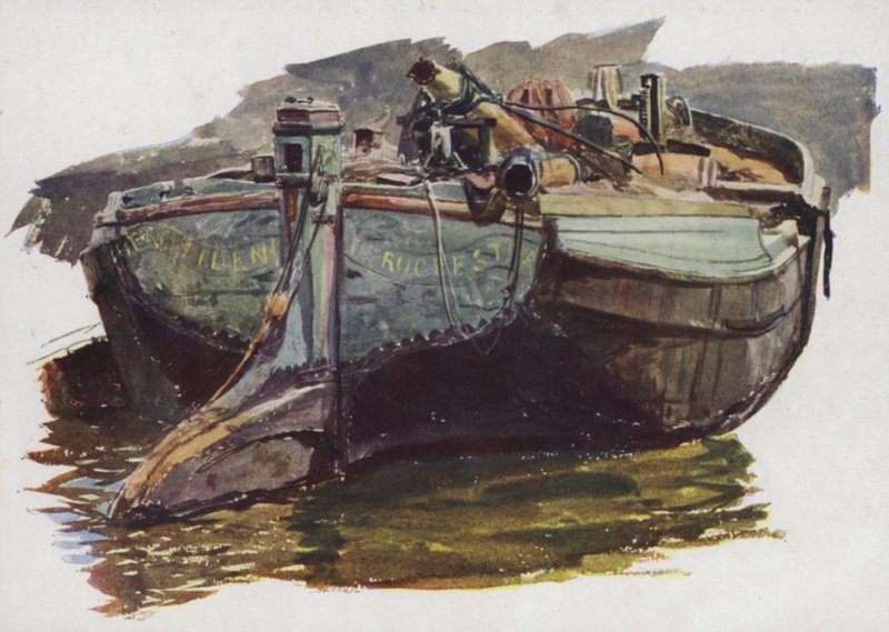 En Thames eller Medway lekter av William Lionel Wyllie