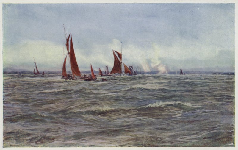 En vindfull, våt dag på Medway av William Lionel Wyllie