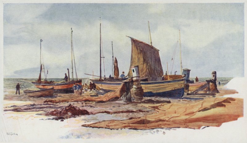 Brighton Beach Boats av William Lionel Wyllie