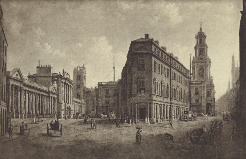 Bank of England og Royal Exchange, 1790 av William Marlow