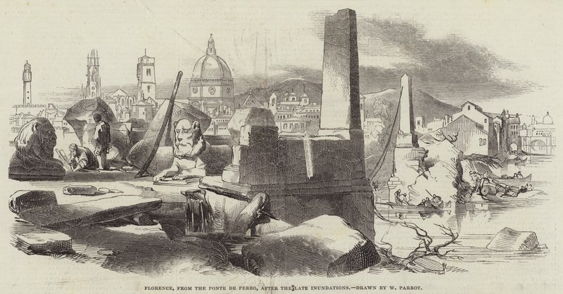 Firenze, fra Ponte de Perro, etter de sene oversvømmelsene av William Parrott