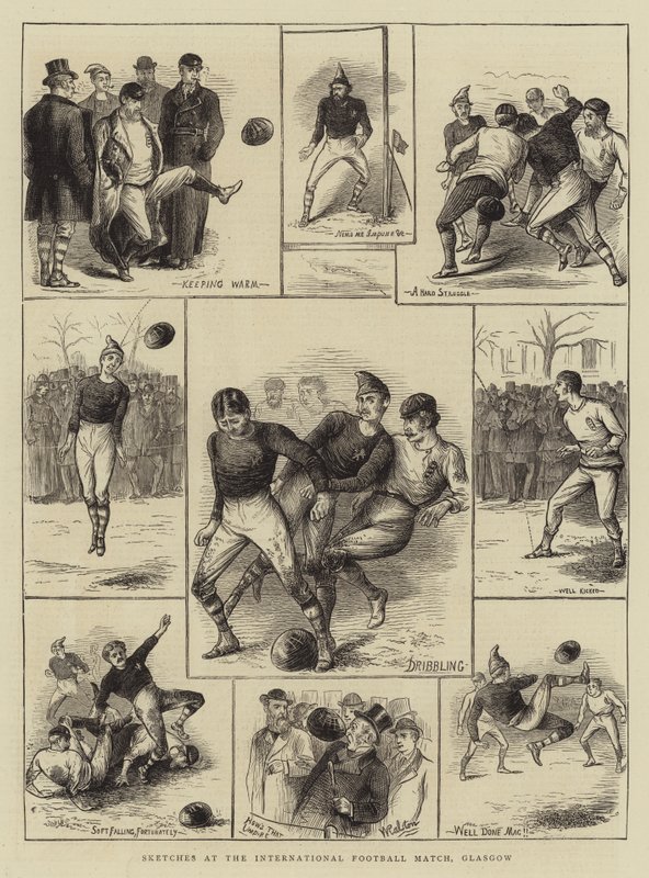 Skisser på den internasjonale fotballkampen, Glasgow av William Ralston