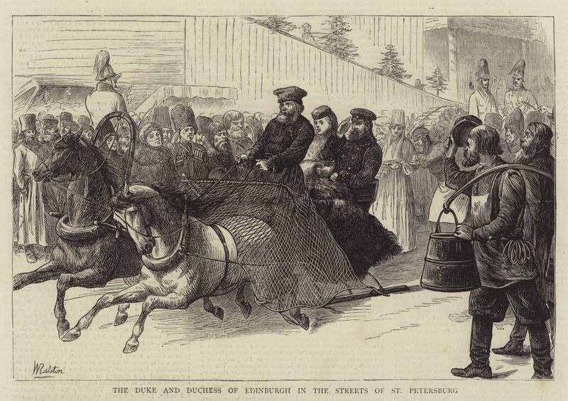 Hertugen og hertuginnen av Edinburgh i gatene i St. Petersburg av William Ralston