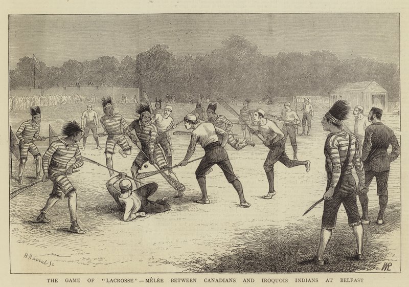 The Game of Lacrosse, nærkamp mellom kanadiere og Iroquois-indianere i Belfast av William Ralston