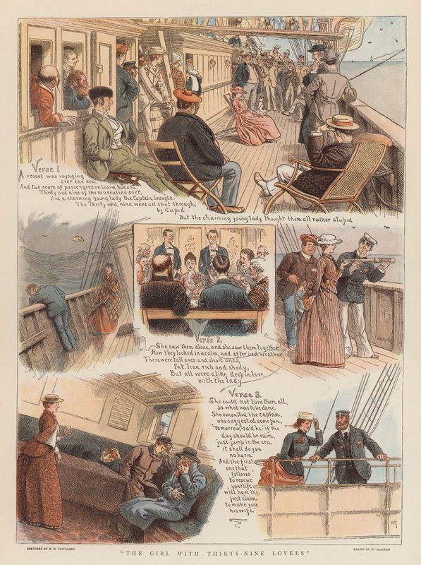 Jenta med trettini elskere (chromolitho) av William Ralston