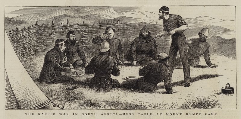 Kaffirkrigen i Sør-Afrika, rotbord ved Mount Kempt Camp av William Ralston