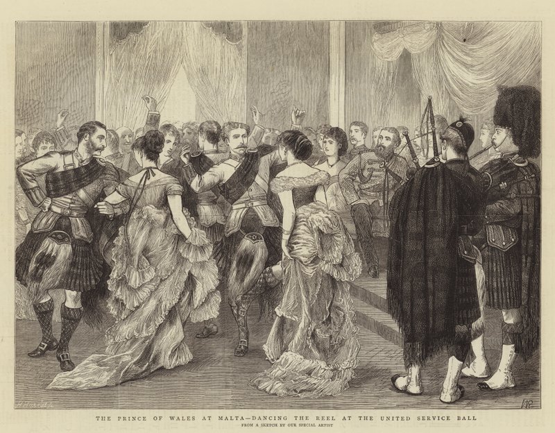 Prinsen av Wales på Malta, danser hjulet på United Service Ball av William Ralston