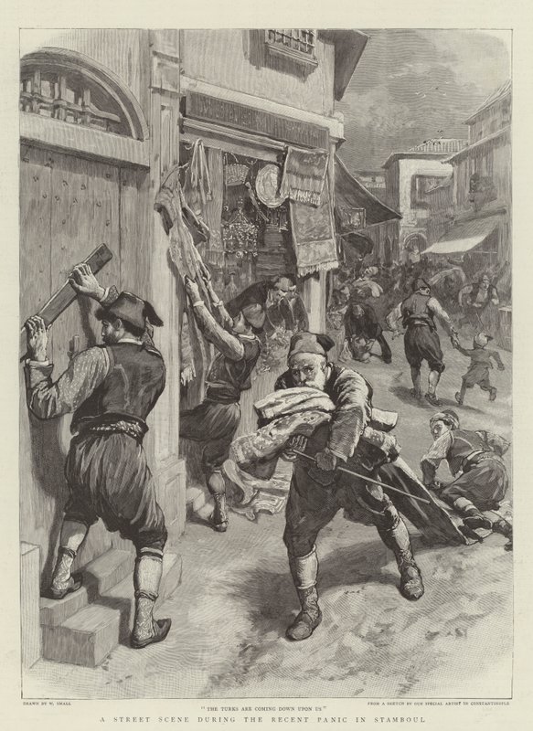En gatescene under den nylige panikken i Stamboul av William Small