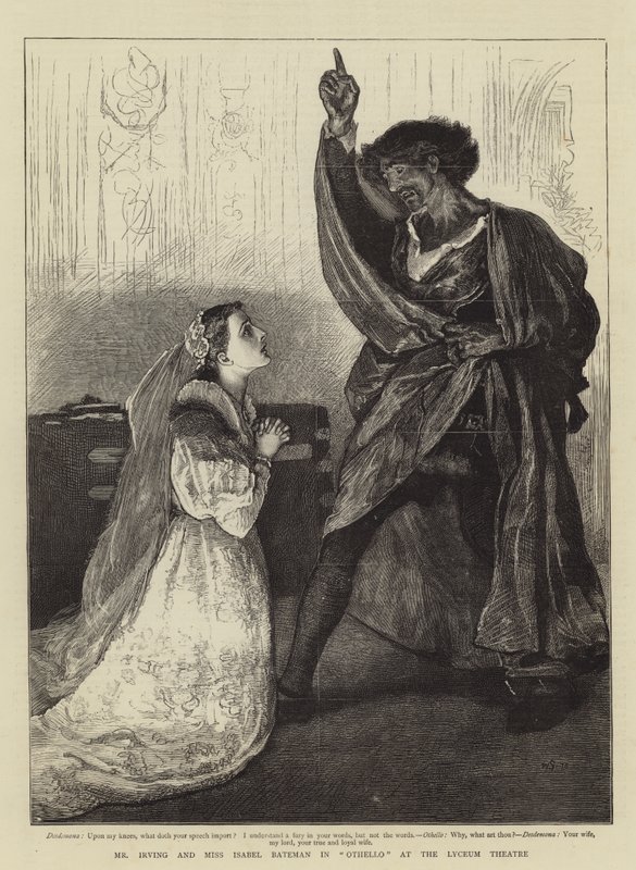 Mr Irving og frøken Isabel Bateman i Othello på Lyceum Theatre av William Small