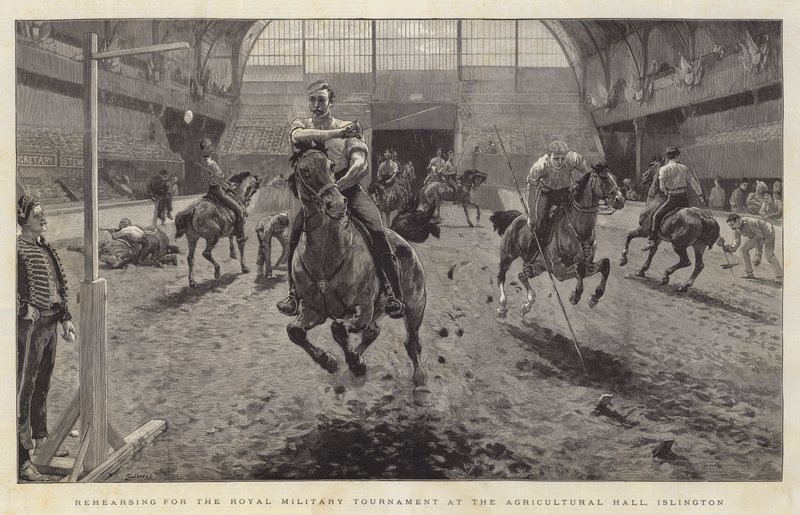 Øver for Royal Military Tournament i Agricultural Hall, Islington av William Small
