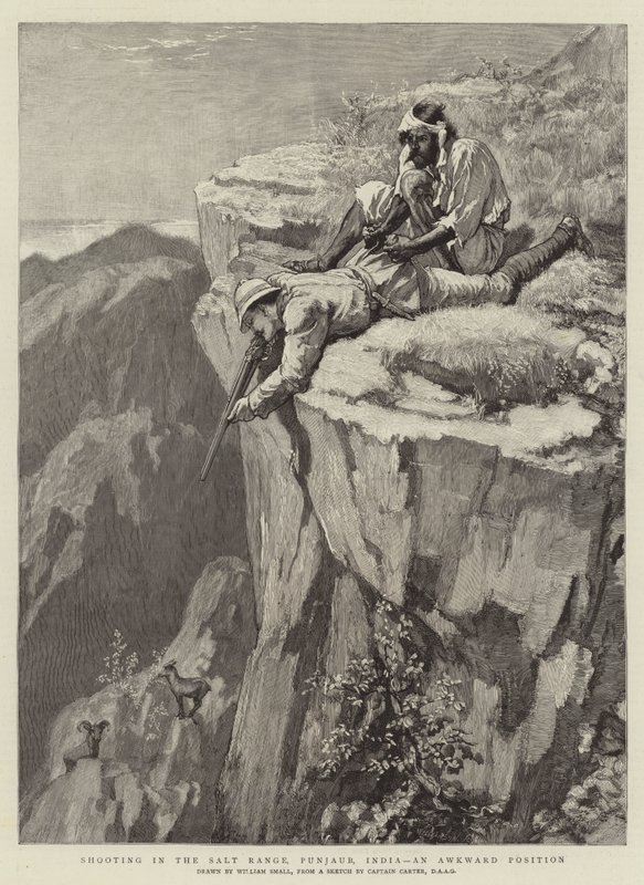 Skyting i Salt Range, Punjaub, India, en vanskelig posisjon av William Small