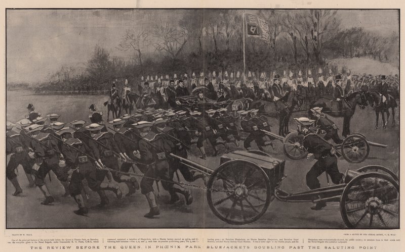 Gjennomgangen før dronningen i Phoenix Park, Bluejackets doblet forbi Saluting Point av William Small