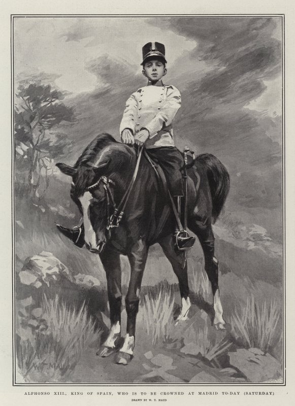 Alphonso XIII, konge av Spania, som skal krones i Madrid i dag (lørdag) av William T. Maud