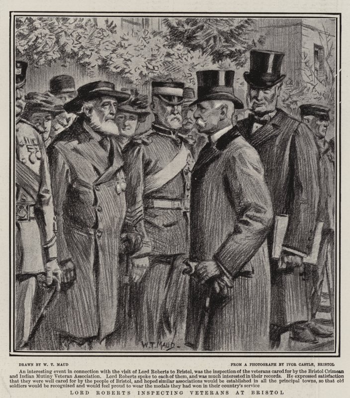 Lord Roberts inspiserer veteraner i Bristol av William T. Maud