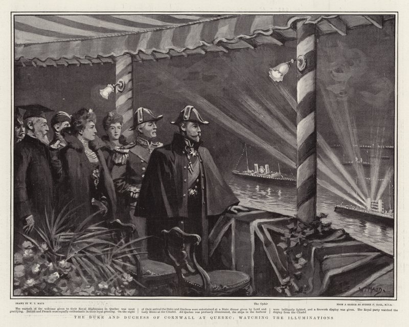 Hertugen og hertuginnen av Cornwall i Quebec, ser på Illuminations av William T. Maud