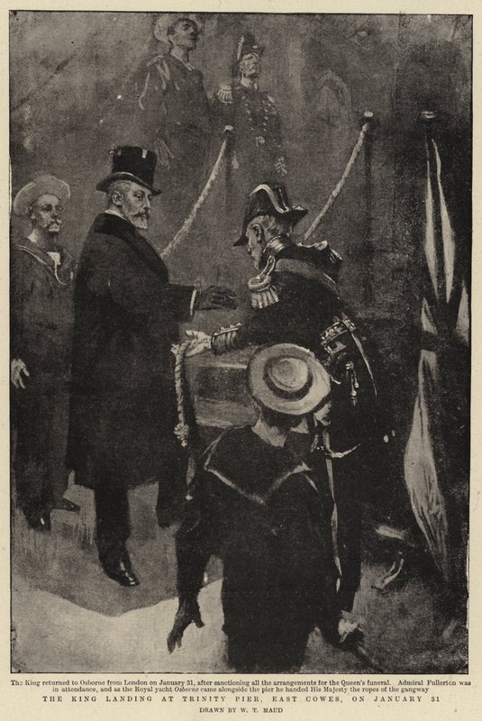 Kongen lander på Trinity Pier, East Cowes, 31. januar av William T. Maud