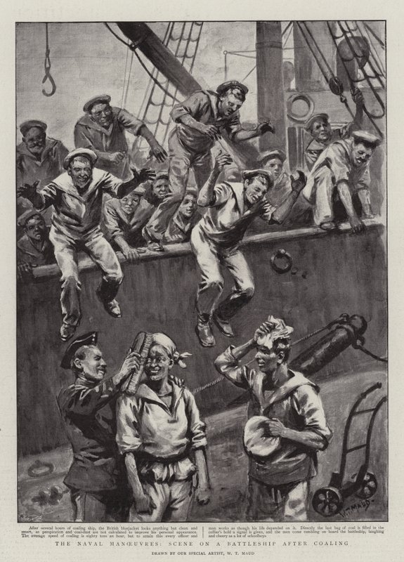 Sjømanøvrene, scene på et slagskip etter kulling av William T. Maud