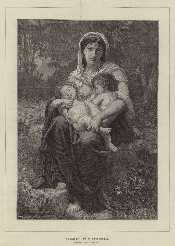 Veldedighet, fra Paris-salongen, 1874 av William Adolphe Bouguereau