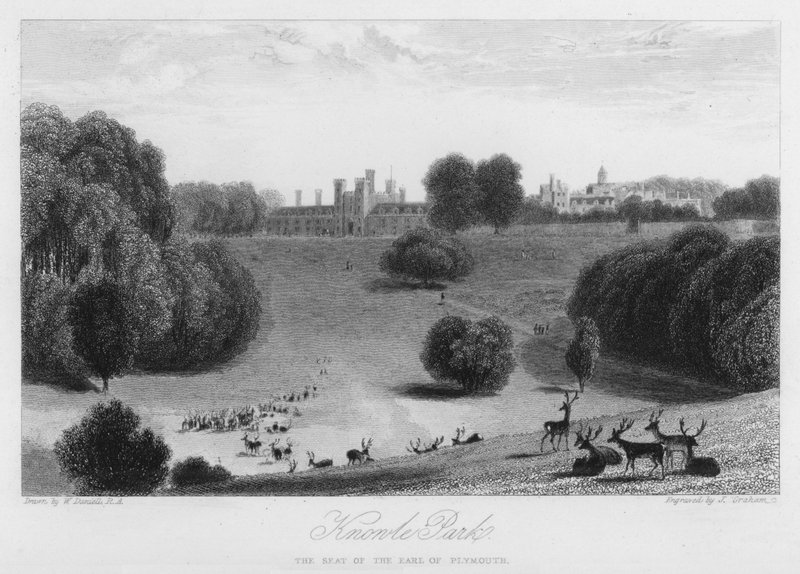 Knowle Park, setet til jarlen av Plymouth (gravering) av William (after) Daniell