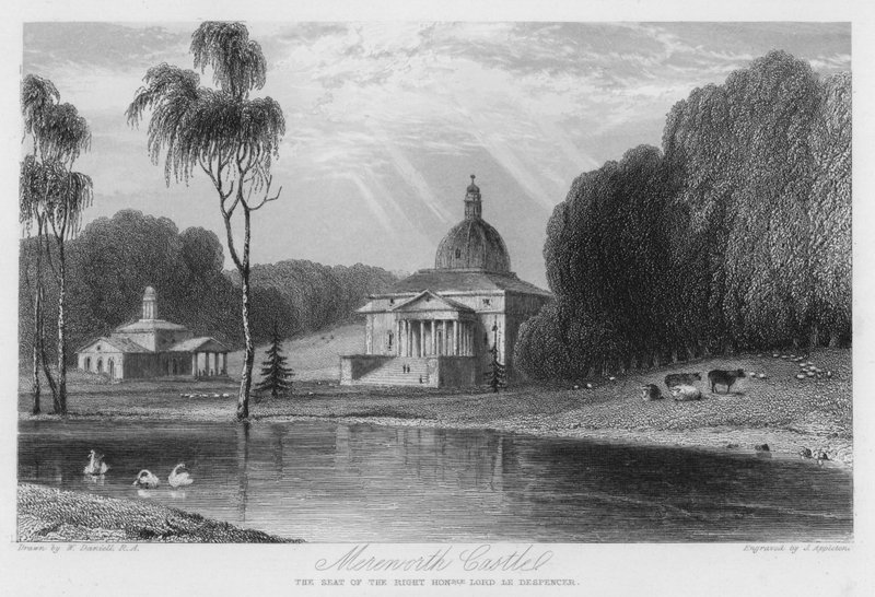 Mereworth Castle, setet til Lord Le Despencer (gravering) av William (after) Daniell