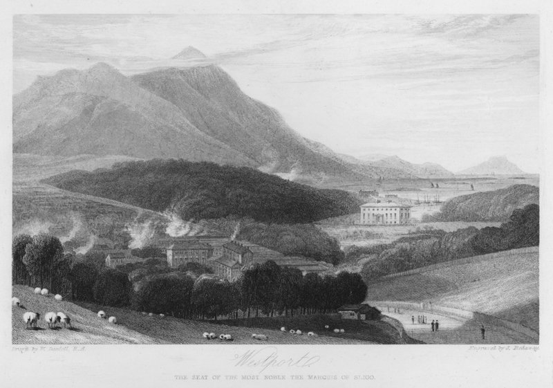Westport, setet til Marquis of Sligo (gravering) av William (after) Daniell