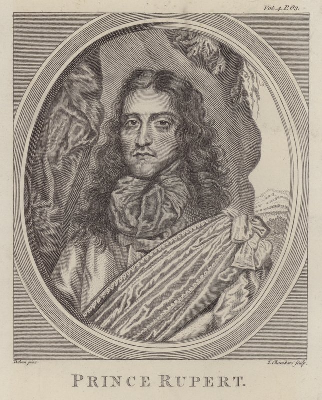 Prins Rupert av Rhinen , tysk soldat som kjempet på den royalistiske siden i den engelske borgerkrigen (gravering) av William (after) Dobson