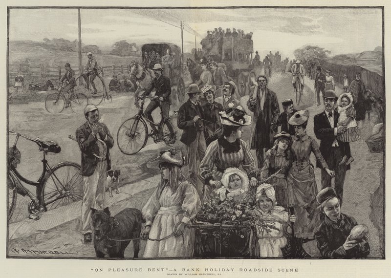 "On Pleasure Bent", en helligdagsscene ved veikanten (gravering) av William (after) Hatherell