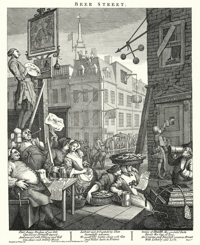 Beer Street (gravering) av William (after) Hogarth