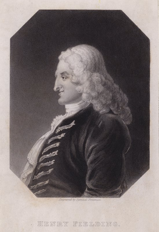 Henry Fielding , engelsk romanforfatter og dramatiker (gravering) av William (after) Hogarth