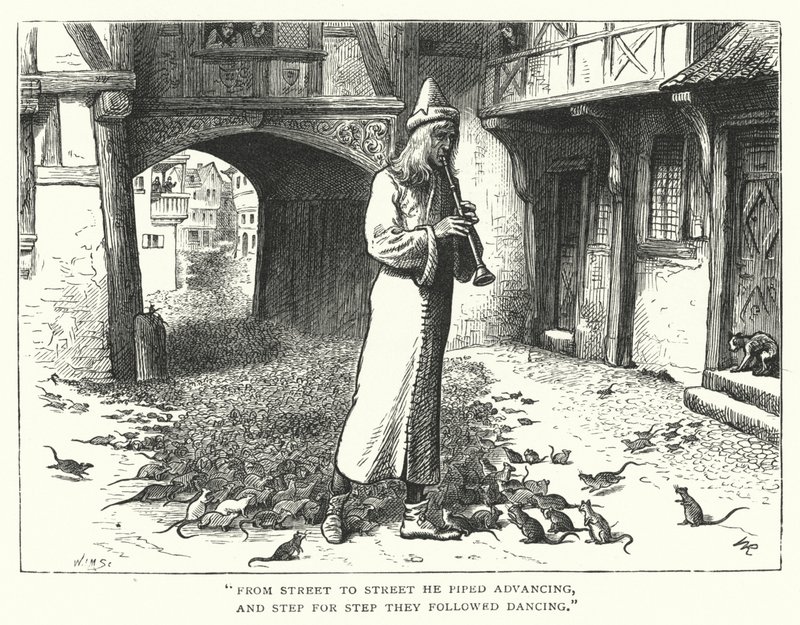 The Pied Piper of Hamelin (gravering) av William (after) Ralston