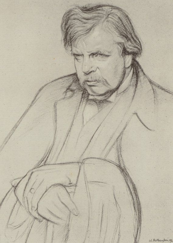 GK Chesterton (litho) av William (after) Rothenstein