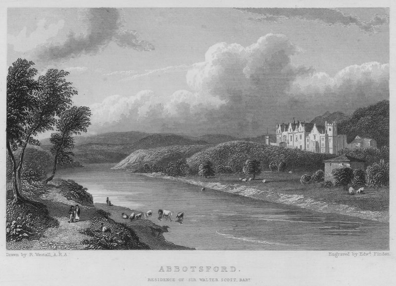 Abbotsford, residens til Sir Walter Scott, Baronet (gravering) av William (after) Westall