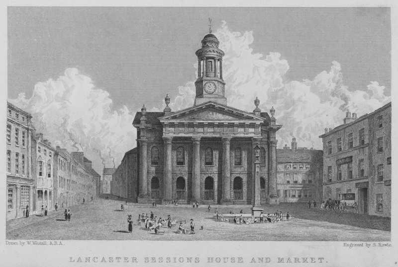 Lancaster Sessions House and Market (gravering) av William (after) Westall