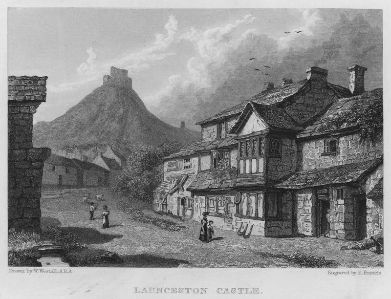 Launceston Castle (gravering) av William (after) Westall