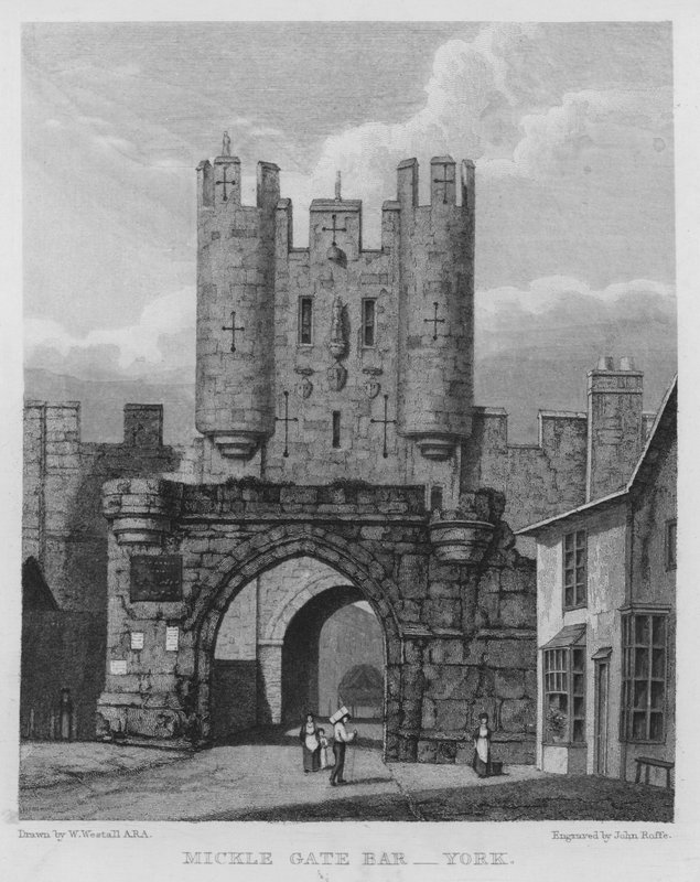 Mickle Gate Bar, York (gravering) av William (after) Westall